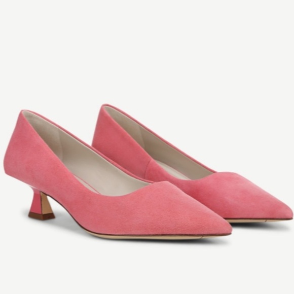 Franco Sarto Diva Low Heel Pump In Elegant Pink Suede - Picture 1 of 8